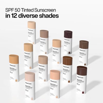 WishCare Daily Fluid Tinted Sunscreen SPF50 PA++++ || Broad Spectrum Protection for all skin types | In-Vivo Tested Tinted Sun Screen | D-Panthenol, Niacinamide, Ectoin & Ginseng | Evens & Protects | 50ml